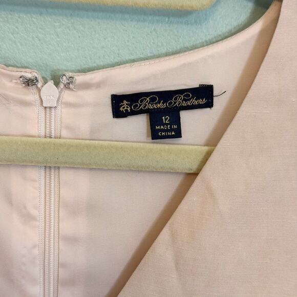 Brooks Bothers Mini Sheath Dress 12 Pink Green Colorblock Linen Blend Sleeveless - Picture 5 of 8